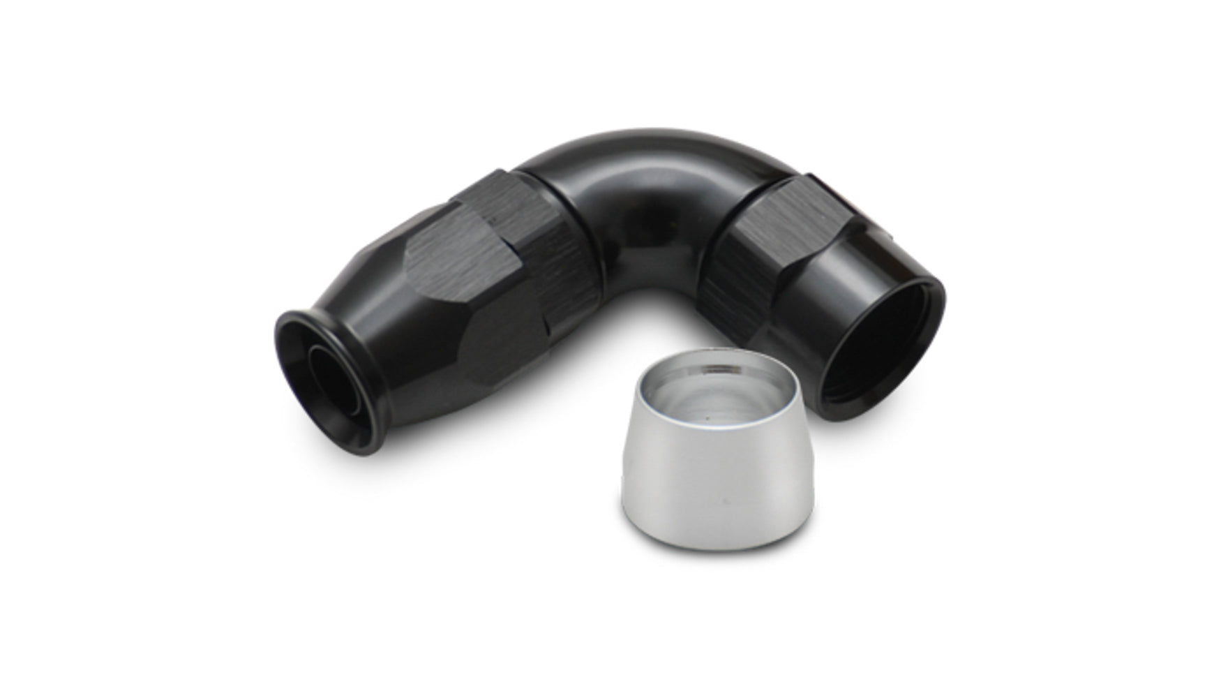Vibrant Performance Fitting - Hose End - 90 Degree - 12 AN PTFE Hose to 12 AN Female - Aluminum - Black Anodized - Each