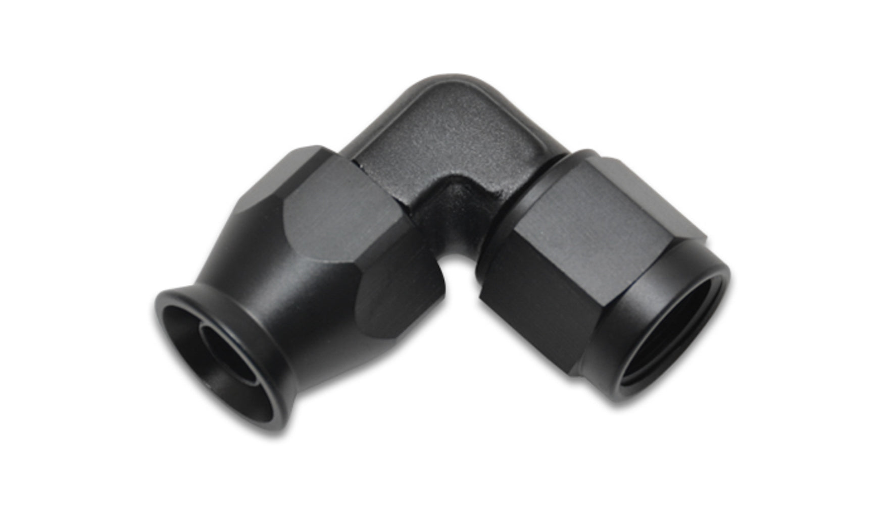 Vibrant Performance Fitting - Hose End - Tight Radius - 90 Degree - 3 AN PTFE Hose to 3 AN Female - Aluminum - Black