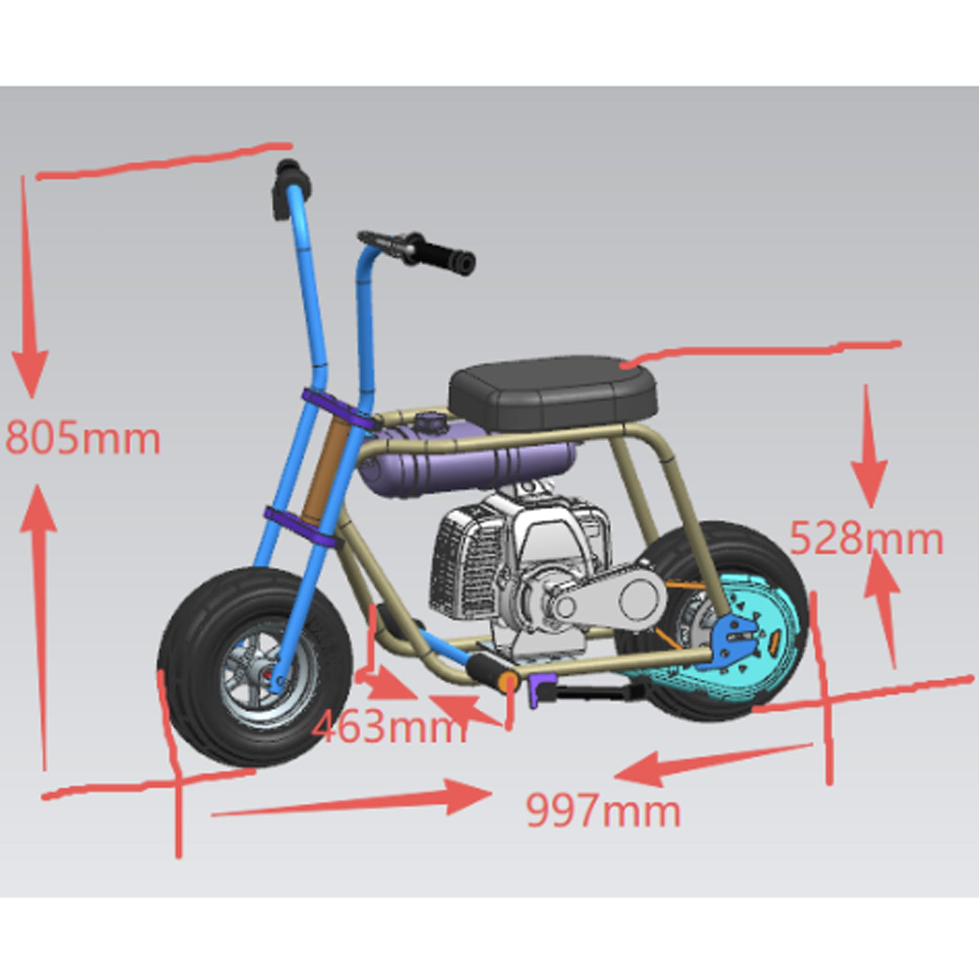 MotoTec Wild Rover 49cc 2-Stroke Kids Gas Mini Bike Black - view 7