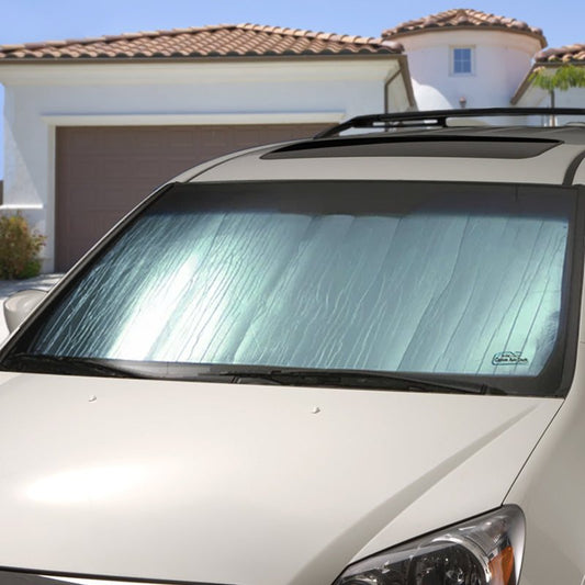 Custom Auto Shade covering the windshield of a white car