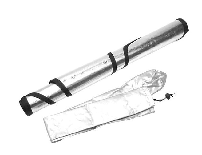 Custom SnowShade folded beside its storage bag